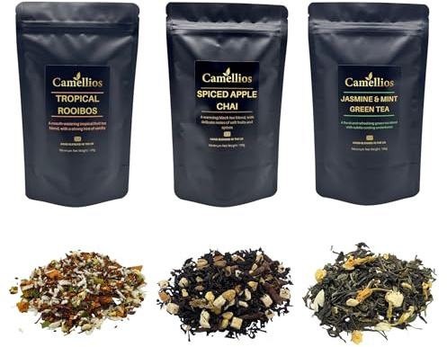 Exotic Tea Selection, 3 Loose Leaf Teas, Camellios (3 Flavours, 100g Each)