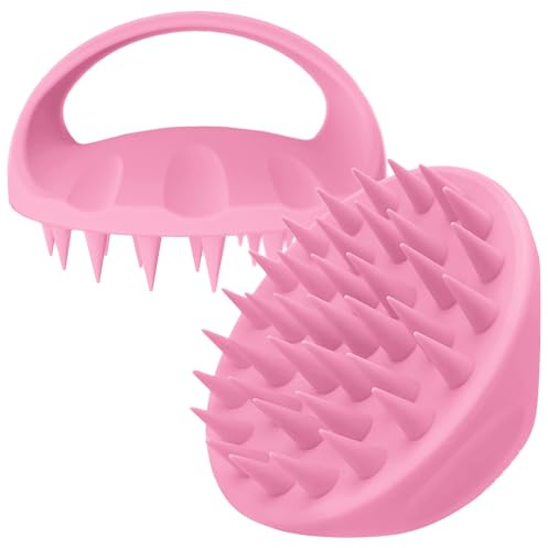 Ithyes 38 Finger vergrößerter Kopfmassage-Bürste, Silikon-Kopfhautmassagebürste, Scalp Massager Shampoo-Bürste, Massagebürste Haare, Hair Massager Scalp for Frauen, Männer, Haustiere (Rosa)