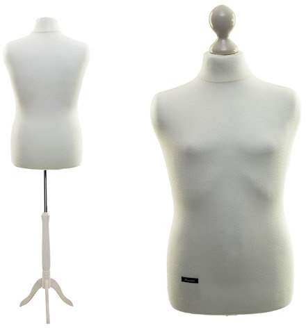 Maniquí LUCCESI / Tallas S - XL para Mujer/Hombre / Tallas Size: L (male/50-52) / Funda Intercambiable Color Crema-Blanco / Soporte Blanco