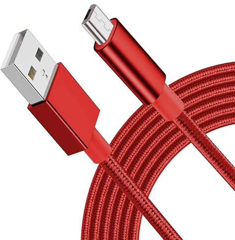 Micro USB Cable Android Charger Braided Android Charger Lead Fast Charging Cable for Samsung Galaxy S6 S7 Edge S5 A10 A6 J3 J4 plus J5 J6 J7, Huawei LG Lenovo Moto E5, Tablet, PS4 (1 Metre)
