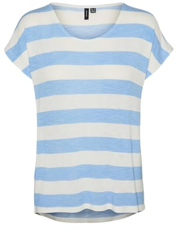 VERO MODA T-Shirt Donna Girocollo Righe., Colore:Blu-2, Taglia:M