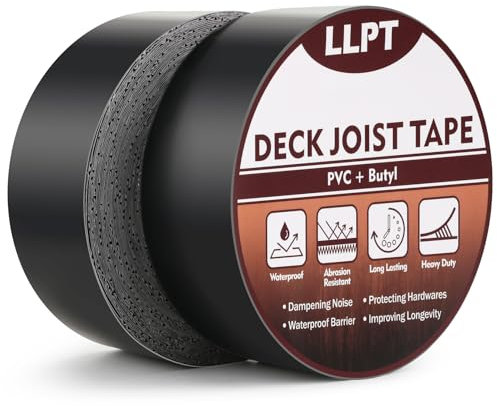 LLPT Balkenband für Terrassendielen | Schutzband für Balken und Träger | Robustes Wasserdichtes Butyldichtmittel | für Holzdecks Dachbalken und Gebäudeträger (JDT250P2) | 2 Packungen | 50 mm x 15 m