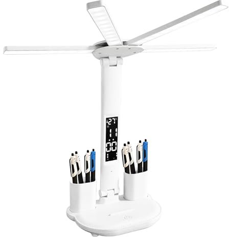 Adjustable Led Desk Lamp, 4 Head Rechargeable Lamp, Soft Light Eye-Care Table Light with Usb Charging Port, Intelligent Touch Control Dimmable Colour-Adjustable Reading Lamps For Home, Office,Bedroom