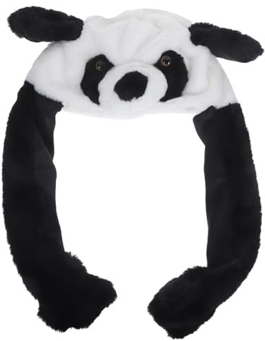 MOLUCKFU Panda Plüschmütze Mit Beweglichen Ohren Lustige Tiermütze Für Kostümpartys Cosplay Und Feiertage Weich Und Bequem Perfektes Für Familie Und Freunde