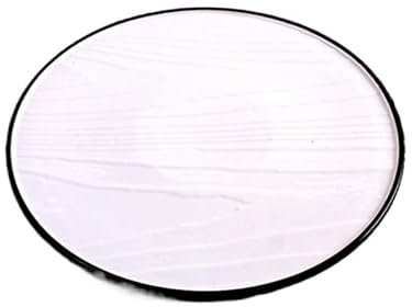 Ensembles D'assiettes de Cuisine Assiette à dîner ronde blanche à bord noir, assiette plate en grain de bois, assiette en céramique for restaurant occidental d'hôtel Ensemble d'assiettes Plates en Cér