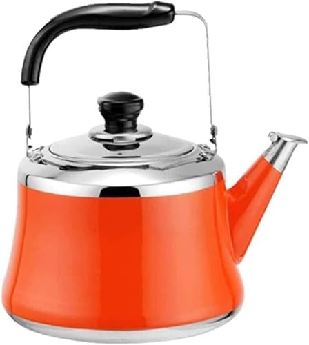OZBMA Bouilloire à thé sifflante en Acier Inoxydable, Finition Miroir, poignée Pliable, ébullition Rapide, Bouilloire sifflante pour cuisinière (Orange 1 L)