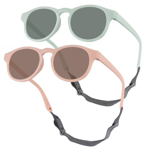 TYSM-CC 2 Paia di Occhiali da Sole Polarizzati per Bambini con Protezione UV, Montatura Morbida e Design All'avanguardia per Massimo Comfort e Sicurezza – Ideale per Neonati e Bambini dai 0 ai 12 Ann