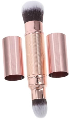 DEARMAMY Doppelseitiger Make up Pinsel Roségold Einziehbar Foundation Und Concealer Pinsel Kompakt Für Präzises Verblenden Reise Schminkpinsel Mit Haararmen Weichen Borsten