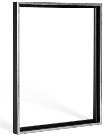 Haak Schattenfugenrahmen Lico 90x90cm Schwarz Silberglanz Antik Selbstmontage Bausatz DIY