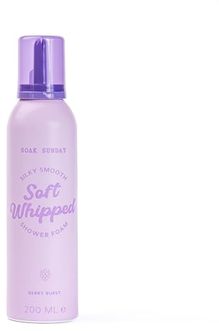 Soak Sunday Silky Smooth Shower Foams | Foaming Shower Gel for Men and Women | Luxurious Shower Gel | Peach and Berry Scent | Cruelty Free | Gentle on Skin (Berry Burst)