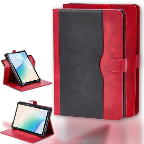 Schutzhülle für Vale V12e-Lte-8128 30,5 cm (12 Zoll) Tablet, 360 Grad drehbar, mehrere Betrachtungswinkel, PU-Leder, Standfunktion, Folio-Hülle, Rot