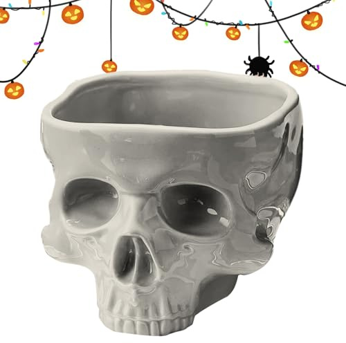 Cuenco de esqueleto - bandeja de figura de cráneo, plato para servir aperitivos | Resina Skulls Candies Plat, cuenco de cráneo humano para decoración de Halloween, pieza central de mesa