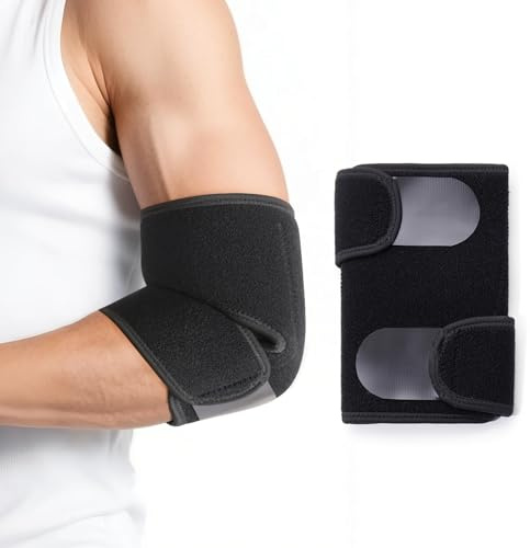 Lot de 2 coudières à compression légère - Réglables - Pour le tennis, le golf, les tendinites - Soulagement de la douleur - Pour le quotidien, le travail, le sport - Taille unique