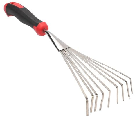 Rastrello Manuale - Rastrello per Aiuole | Attrezzo Manuale da Giardinaggio in Metallo Corto e Resistente per Terreno per , Arbusti e Patio