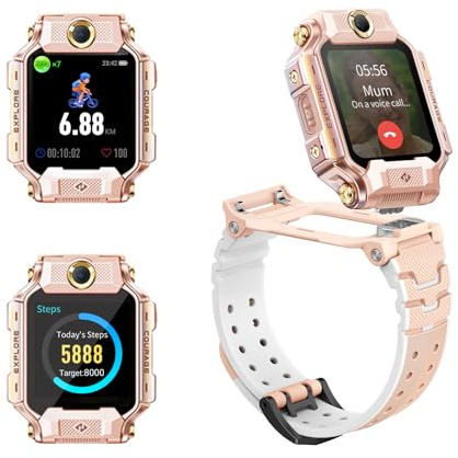 imoo X10 Smart Watch for Kids with GPS Tracker, 5MP + 8MP, Detachable, Pink | Smart Watch for Girls,1GB RAM+32GB ROM,4G Video Call,1.6,Anti-Shake,98°Wide-Angle,IP68 Swimming Waterproof,Add Friends, SOS