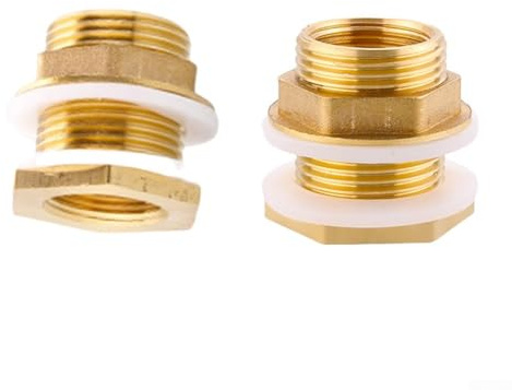 Bulevisiter Conectores de latón para tanques de agua, accesorios roscados de 1/2 x 3/8 pulgadas, 3/4 x 1/2 pulgadas, 1 x 3/4 pulgadas con sellos de goma, compatibles con grifos, cubos (1 pulgada)