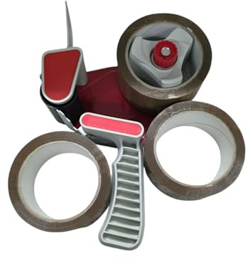 Terryshop74 Mousseuse manuelle pour emballages 50 mm + 3 rouleaux ruban Havane 50 mm x 66 m - Distributeur professionnel avec coupe en acier