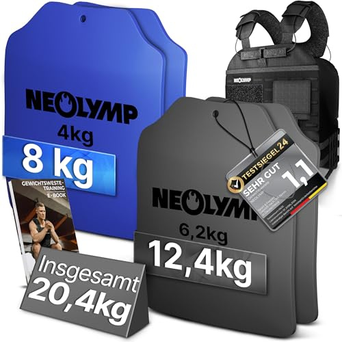 NEOLYMP Gewichtsweste – Unisex Weighted Vest – Plattenträger Weste mit Tasche – Kein Verrutschen – Atmungsaktiv & Verstellbar – Calisthenics Equipment – Weight Vest (Gewichtsweste | 20 KG)