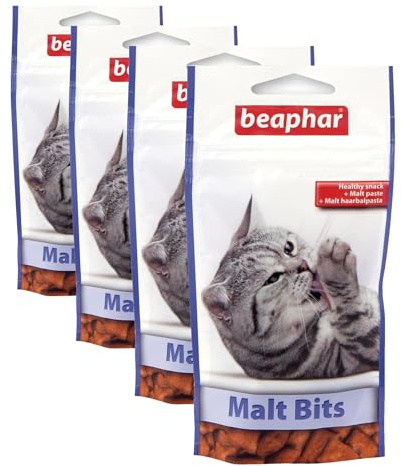 Beaphar Hairball Malt Bits for Cats 75 treats (Pack of 4)