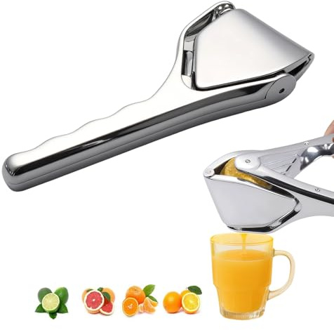 BUERPINKING Lemon Squeezer, Stainless Steel Extraction Hand Press Lime Squeezer, Hand Manual Juicer Heavy Duty Orange Juicer, Non-Slip Sturdy Flat Citrus Fruits Juicers Squeezer Extractor