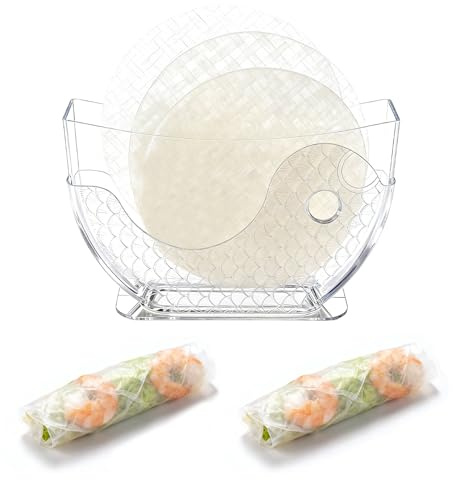 Support pour bol à eau en papier de riz, grand récipient à riz pouvant contenir 30 feuilles de rouleaux de printemps ou rouleaux d'été, bol à eau en papier de riz pour la cuisine et pâtisserie (28cm)