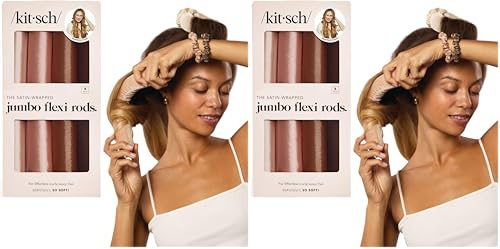 Kitsch Jumbo-Locken ohne Hitze, 4 Stück – Lockenstab ohne Hitze mit Satinüberzug – Jumbo-Flexi-Rod, Haarwickler für Volumen – Haarwickler über Nacht – Für alle Haartypen (Packung mit 2)