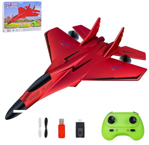 RNPKZ F-22 RC Flugzeug, 2.4Ghz 2 Kanal Flugzeuge Ferngesteuert mit Gyro System, Schaumstoff Ferngesteuertes Flugzeug, Ferngesteuerte Flugzeuge, RC Flugzeugs für Anfänger Kinder Erwachsene (Rot)