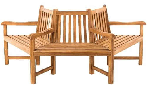 DELUKE Baumbank HANIM Holz Teak 200x100x90 cm | Halbrunde Sitzbank Mit Lehne Baumbank Gartenbank Für Baum