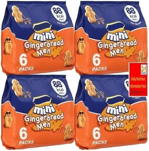 Multipack Mini Gingerbread Men Biscuits 19g x 24 bags, Christmas Snack Treat By Zamfoods, Lunch box kids lover