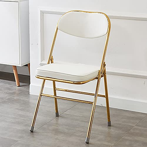 Vikbar metallstol med dämpat ryggstöd järnram perfekt för konferenser och evenemang platsbesparande design enkel förvaring snygg vit finish