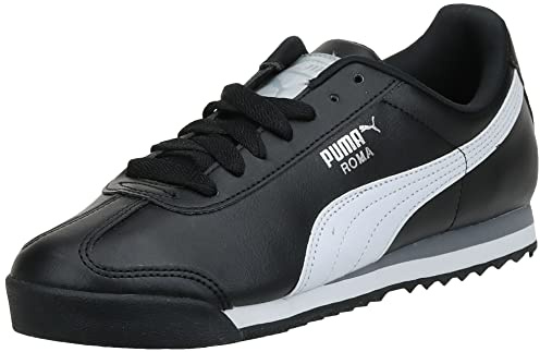 PUMA Men's Roma Basic Sneaker, Black White Silver, 11 UK