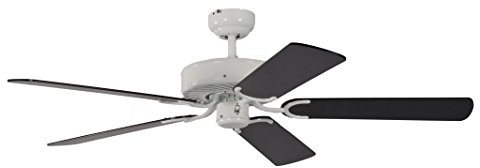 Deckenventilator ohne Beleuchtung Potkuri, Gehäuse Lack weiß, Flügel in schwarz, 132 cm, für Räume bis zu 25m²