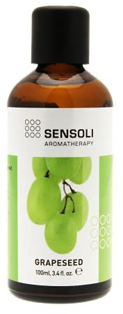 SENSOLI Grapeseed Carrier Massage Oil 100ml - Natural Unscented Moisturising Oil for Hair and Skin Care