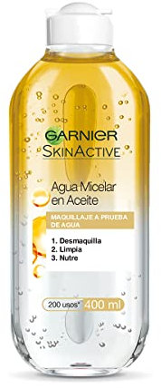 GARNIER Skin Active, Agua micelar (piel grasa, en aceite waterproof) - 400 ml.
