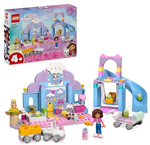 LEGO Gabby's Puppenhaus - Gabbys Katzenpflege Spielset - Kreatives Tier Spielzeug - Bauset mit Auto, Zug, Rutsche, Minifiguren & Zubehör - Geschenk für Mädchen und Jungen ab 4 Jahren - 10796