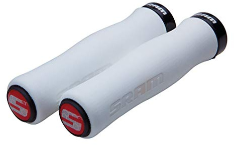 SRAM Locking Foam Contour Grips with Single Black Clamp and End Plugs (129mm, White)