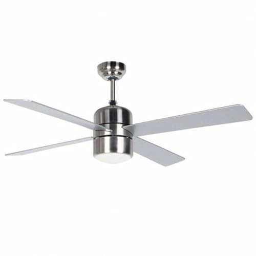 Orbegozo CP 72120 Ventilador de techo con luz y mando a distancia, 4 palas, 120 cm de diámetro, potencia de 60 W y 3 velocidades, Acero Inoxidable