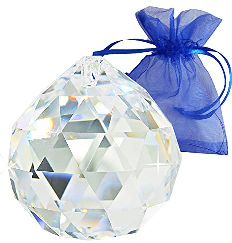 Kristallglaskugel 50mm mit Geschenkbeutel Bleikristall Regenbogenkristall Sonnenfänger Fensterschmuck Feng Shui Kristallglas Hochbleikristall