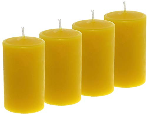 Toms Bienen 4 Stumpenkerzen Durchmesser 4,6 cm; Höhe 8cm aus 100% reinem Bienenwachs