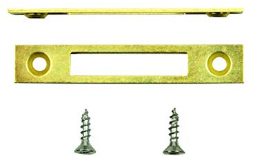 SN-TEC Möbel Flach Schließblech für Türen, Klappen und Schubladen geeignet, zum aufschrauben oder einlasssen 10x60mm, vermessingt messingfarben (10 Stück) incl. Befestigungsmaterial