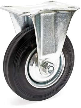 Wiltec Bockrolle Ø125mm mit Gummirad und Metallfelge 100kg Tragkraft, Vollmaterial Apparaterolle Transportrolle Möbelrolle, leiser Lauf