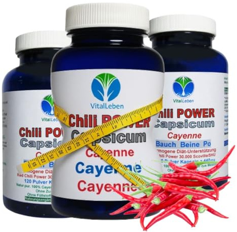 CAPSAICIN Chili FATBURNER Stoffwechsel Turbo 360 (3x120) abnehm Kapseln | Body-Shape BAUCH BEINE PO Fettbrenner Diät Unterstützung & Fettstoffwechsel. Natur pur. OHNE Zusatzstoffe 26595-3