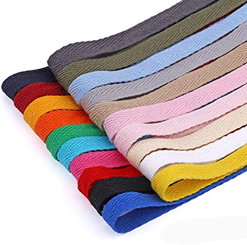 Egurs 20mm Baumwollband köperband Schrägband Bunte Twill Tape,Insgesamt 24 Meter, 12 Farben, 2 Meter/Farbe