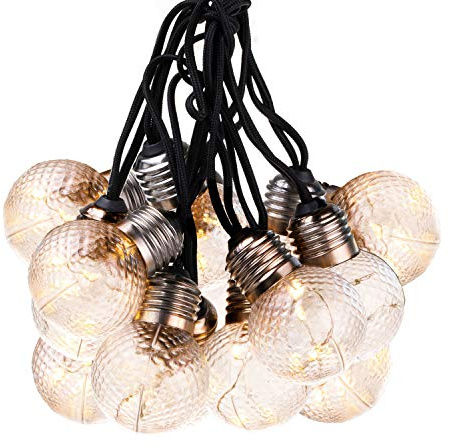 DecoKing 10er LED Lichterkette mit Timer Glühbirnen warmes Weiß statisch batteriebetriebene Girlande Gartendeko Crystalball