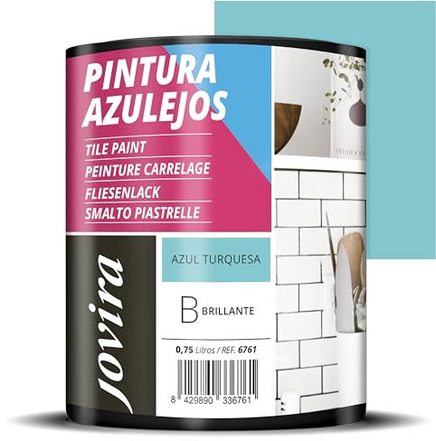 JOVIRA PINTURAS Pintura para Azulejos al Agua. Da una imagen nueva a tu cocina y baño. (750 Mililitros, Azul Turquesa) B-11