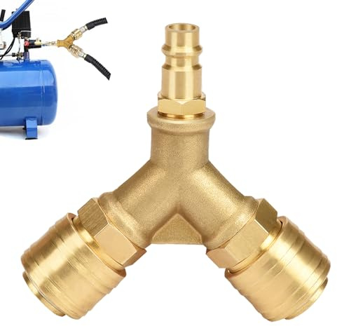 Profiwoab 2-fach Druckluftverteiler mit Kupplungen 1/4-Zoll Luftschlauch Schnellkuppler VerteilerMessing Druckluftkupplung Druckluft ZubehöR