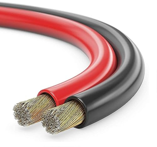 CABLEPELADO Cable de Altavoz | Alambre Trenzado Cable CCA | Aluminio Revestido de Cobre | Sección 2.5mm2 | Rojo-Negro | 10 Metros