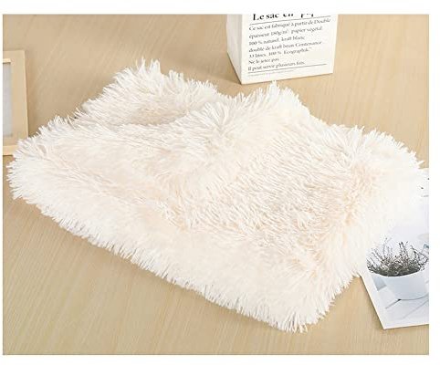 Pet Kitten Kunstpelz Weich und Bequem Hundedecke Katzendecke Plüschdecke,Rutschfester Flauschiges Katzenkorb Katzenbett Plüsch Kissenauflage Haustierbetten Hundematte Katzenkissen Weiß 100*75cm