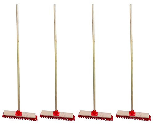 4er Set Straßenbesen Besen 60 cm mit 120 cm Holzstiel Gartenbesen Holzbesen Kehrbesen Holz Industriebesen
