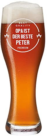 Leonardo Hefeweizenglas 0,5 L mit personalisierter Gravur - Original Bayern - für Opa, Großvater - Weißbier, Hefeweizen - Geschenk-Idee - Geburtstag, Weihnachten - Motiv Opa ist der beste